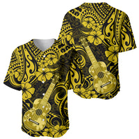Hawaii Ukulele Baseball Jersey Polynesian Pattern Yellow Version - Wonder Print Shop