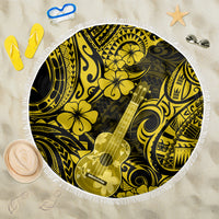 Hawaii Ukulele Beach Blanket Polynesian Pattern Yellow Version - Wonder Print Shop