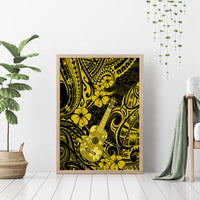 Hawaii Ukulele Canvas Wall Art Polynesian Pattern Yellow Version - Wonder Print Shop