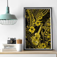 Hawaii Ukulele Canvas Wall Art Polynesian Pattern Yellow Version - Wonder Print Shop