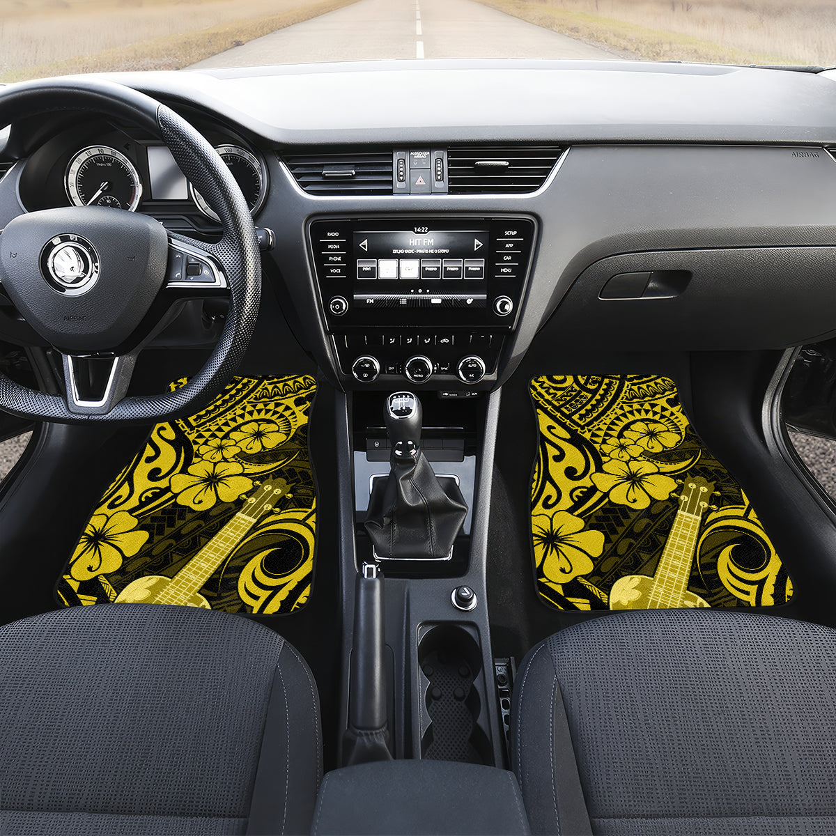 Hawaii Ukulele Car Mats Polynesian Pattern Yellow Version - Wonder Print Shop