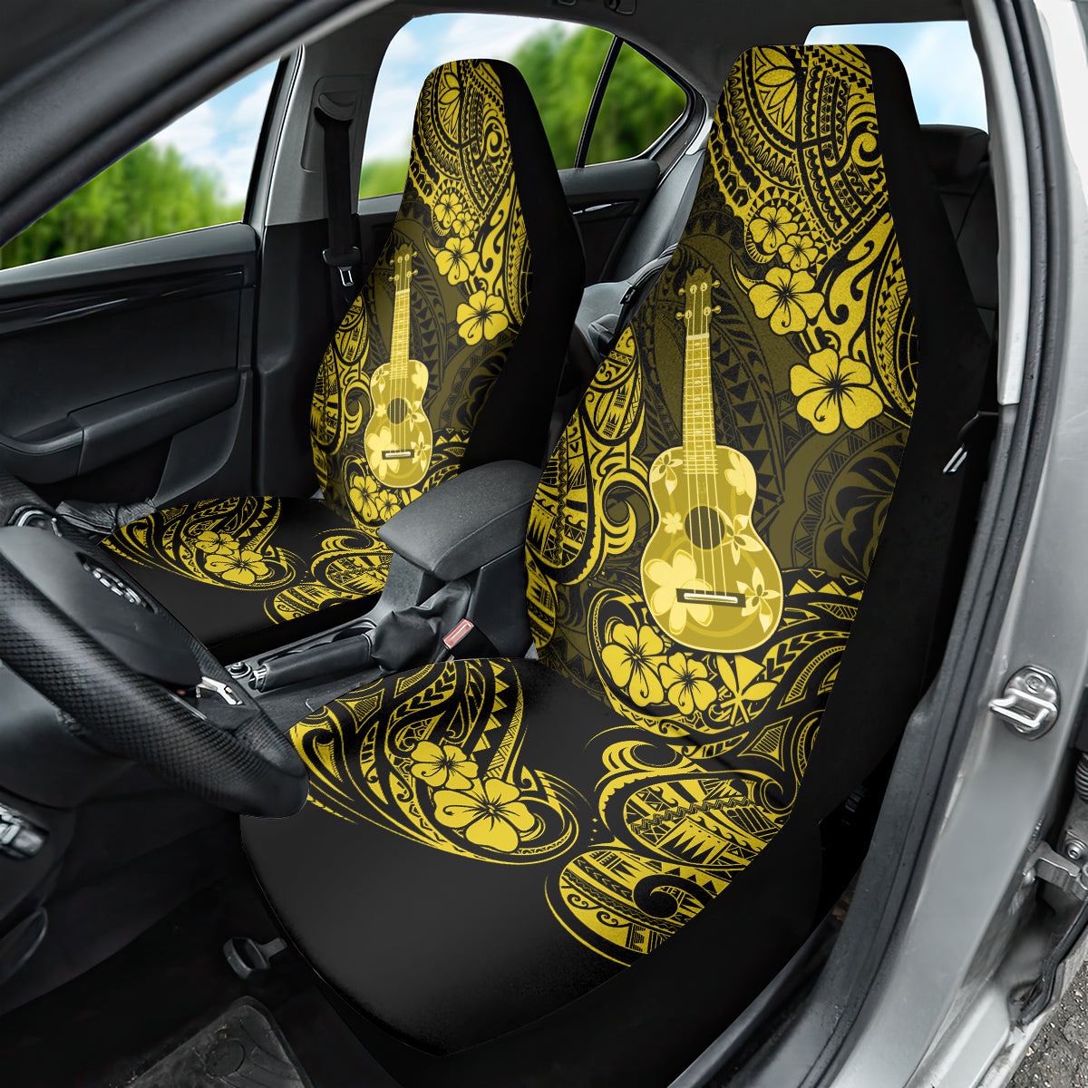 Hawaii Ukulele Car Seat Cover Polynesian Pattern Yellow Version - Wonder Print Shop