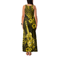 Hawaii Ukulele Family Matching Tank Maxi Dress and Hawaiian Shirt Polynesian Pattern Yellow Version - Wonder Print Shop