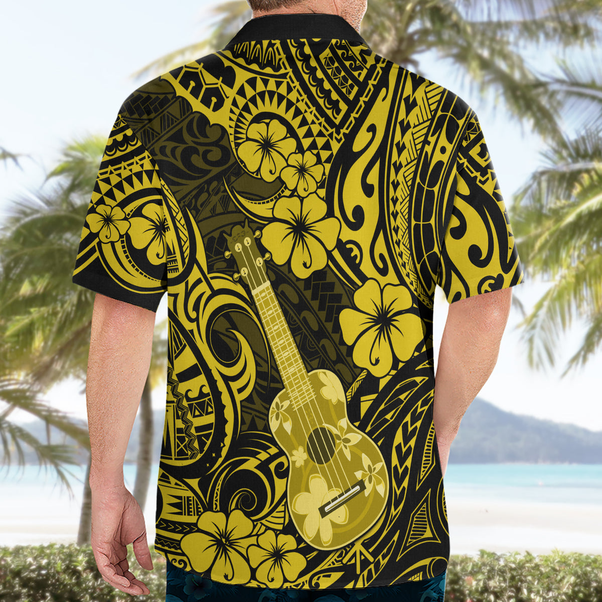 Hawaii Ukulele Hawaiian Shirt Polynesian Pattern Yellow Version - Wonder Print Shop