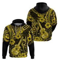 Hawaii Ukulele Hoodie Polynesian Pattern Yellow Version - Wonder Print Shop