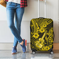 Hawaii Ukulele Luggage Cover Polynesian Pattern Yellow Version - Wonder Print Shop