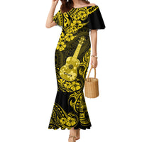 Hawaii Ukulele Mermaid Dress Polynesian Pattern Yellow Version - Wonder Print Shop