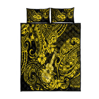 Hawaii Ukulele Quilt Bed Set Polynesian Pattern Yellow Version - Wonder Print Shop
