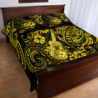 Hawaii Ukulele Quilt Bed Set Polynesian Pattern Yellow Version - Wonder Print Shop