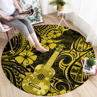 hawaii-ukulele-round-carpet-polynesian-pattern-yellow-version