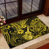 Hawaii Ukulele Rubber Doormat Polynesian Pattern Yellow Version - Wonder Print Shop