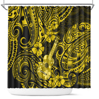 hawaii-ukulele-shower-curtain-polynesian-pattern-yellow-version