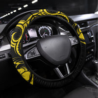 Hawaii Ukulele Steering Wheel Cover Polynesian Pattern Yellow Version - Wonder Print Shop