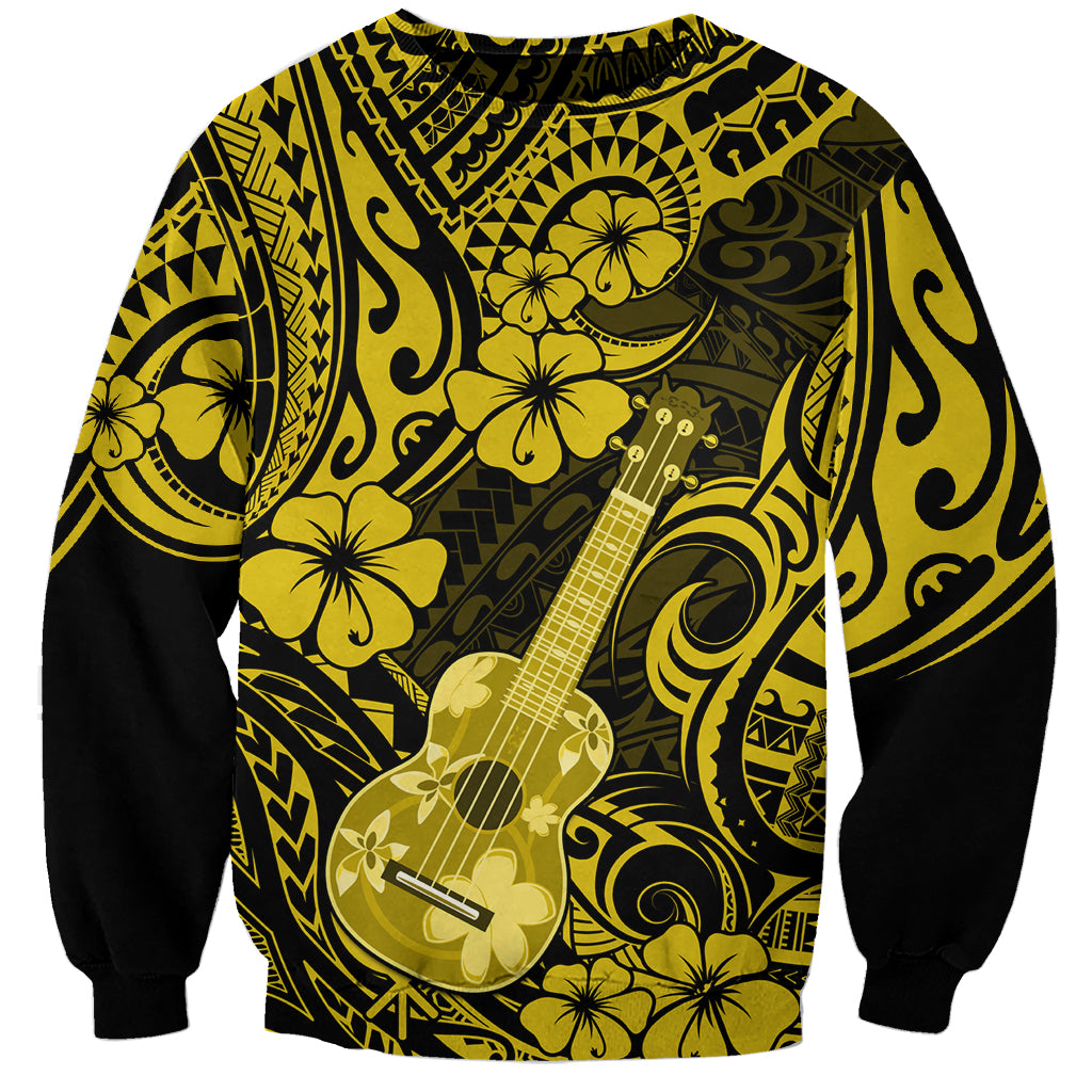 Hawaii Ukulele Sweatshirt Polynesian Pattern Yellow Version - Wonder Print Shop