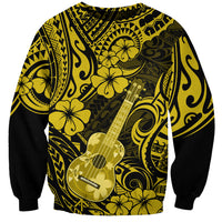 Hawaii Ukulele Sweatshirt Polynesian Pattern Yellow Version - Wonder Print Shop