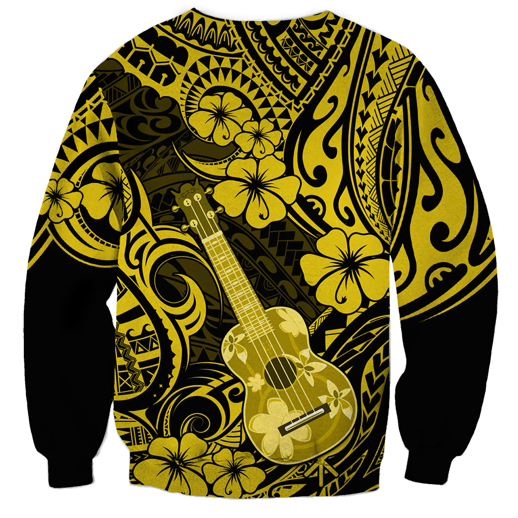 Hawaii Ukulele Sweatshirt Polynesian Pattern Yellow Version - Wonder Print Shop
