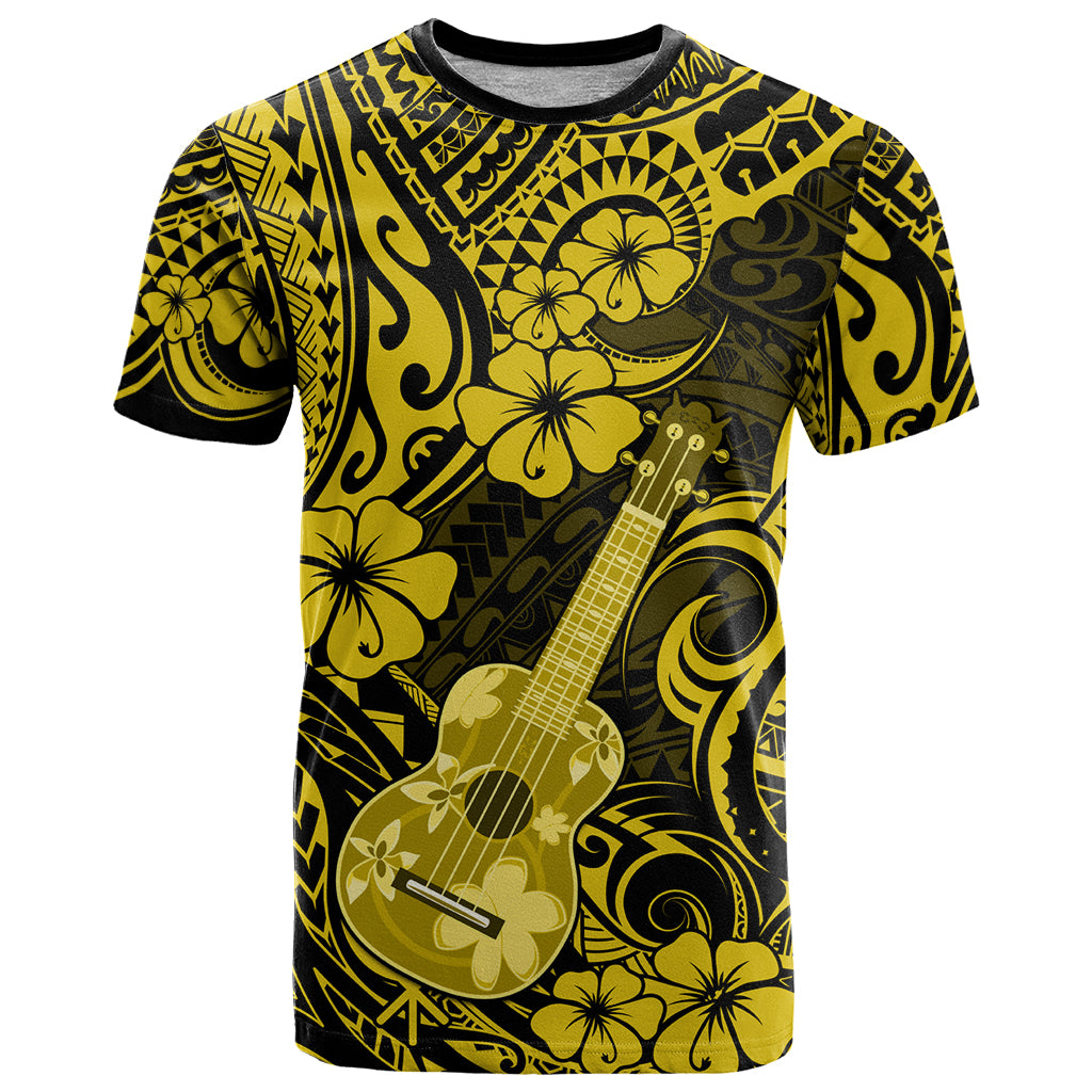 Hawaii Ukulele T Shirt Polynesian Pattern Yellow Version - Wonder Print Shop
