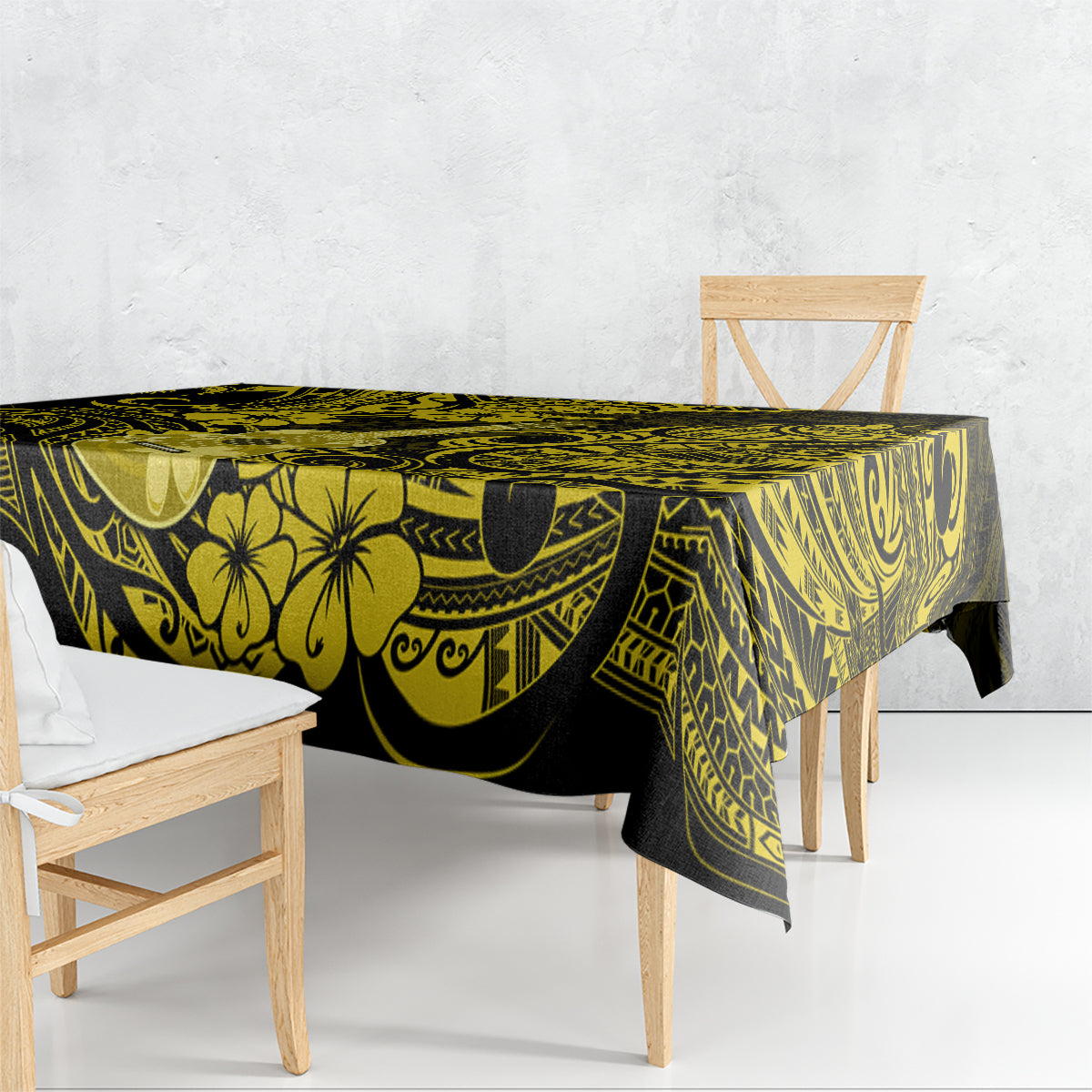 Hawaii Ukulele Tablecloth Polynesian Pattern Yellow Version - Wonder Print Shop