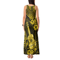 Hawaii Ukulele Tank Maxi Dress Polynesian Pattern Yellow Version - Wonder Print Shop