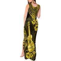 Hawaii Ukulele Tank Maxi Dress Polynesian Pattern Yellow Version - Wonder Print Shop