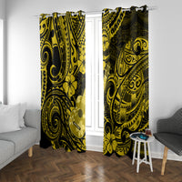 Hawaii Ukulele Window Curtain Polynesian Pattern Yellow Version - Wonder Print Shop