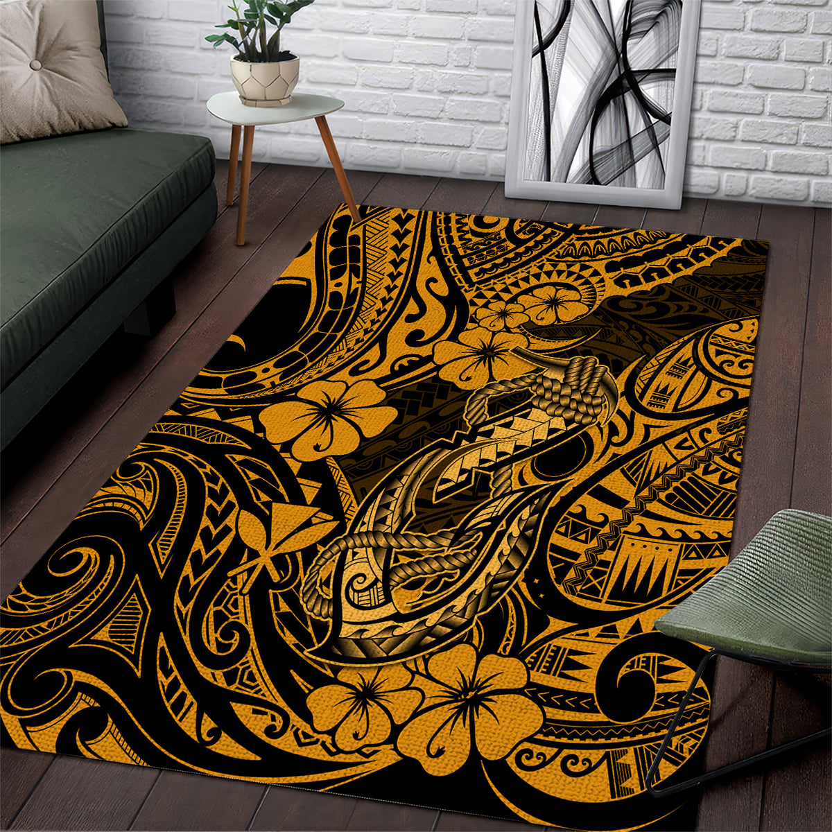hawaii-fish-hook-area-rug-polynesian-pattern-gold-version