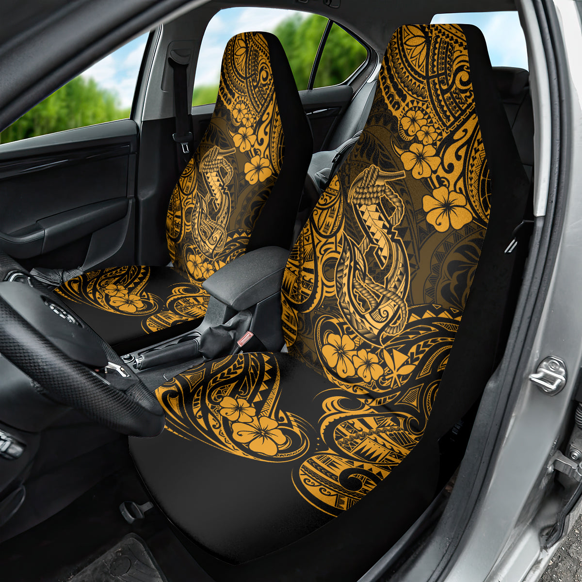 Hawaii Fish Hook Car Seat Cover Polynesian Pattern Gold Version - Wonder Print Shop