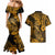 Hawaii Fish Hook Couples Matching Mermaid Dress and Hawaiian Shirt Polynesian Pattern Gold Version - Wonder Print Shop