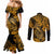 hawaii-fish-hook-couples-matching-mermaid-dress-and-long-sleeve-button-shirts-polynesian-pattern-gold-version