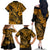 Hawaii Fish Hook Family Matching Off Shoulder Long Sleeve Dress and Hawaiian Shirt Polynesian Pattern Gold Version - Wonder Print Shop