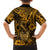 Hawaii Fish Hook Family Matching Off Shoulder Maxi Dress and Hawaiian Shirt Polynesian Pattern Gold Version - Wonder Print Shop