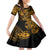 Hawaii Fish Hook Family Matching Off Shoulder Maxi Dress and Hawaiian Shirt Polynesian Pattern Gold Version - Wonder Print Shop