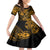 Hawaii Fish Hook Family Matching Short Sleeve Bodycon Dress and Hawaiian Shirt Polynesian Pattern Gold Version - Wonder Print Shop