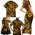 Hawaii Fish Hook Family Matching Short Sleeve Bodycon Dress and Hawaiian Shirt Polynesian Pattern Gold Version - Wonder Print Shop