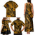 Hawaii Fish Hook Family Matching Tank Maxi Dress and Hawaiian Shirt Polynesian Pattern Gold Version - Wonder Print Shop