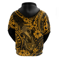 Hawaii Fish Hook Hoodie Polynesian Pattern Gold Version - Wonder Print Shop