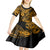 Hawaii Fish Hook Kid Short Sleeve Dress Polynesian Pattern Gold Version - Wonder Print Shop