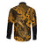 Hawaii Fish Hook Long Sleeve Button Shirt Polynesian Pattern Gold Version - Wonder Print Shop