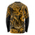 Hawaii Fish Hook Long Sleeve Shirt Polynesian Pattern Gold Version - Wonder Print Shop