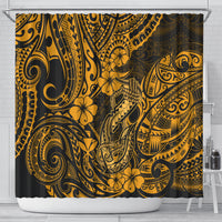 hawaii-fish-hook-shower-curtain-polynesian-pattern-gold-version
