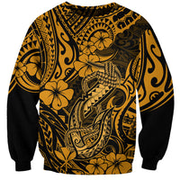 Hawaii Fish Hook Sweatshirt Polynesian Pattern Gold Version - Wonder Print Shop