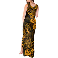 Hawaii Fish Hook Tank Maxi Dress Polynesian Pattern Gold Version - Wonder Print Shop