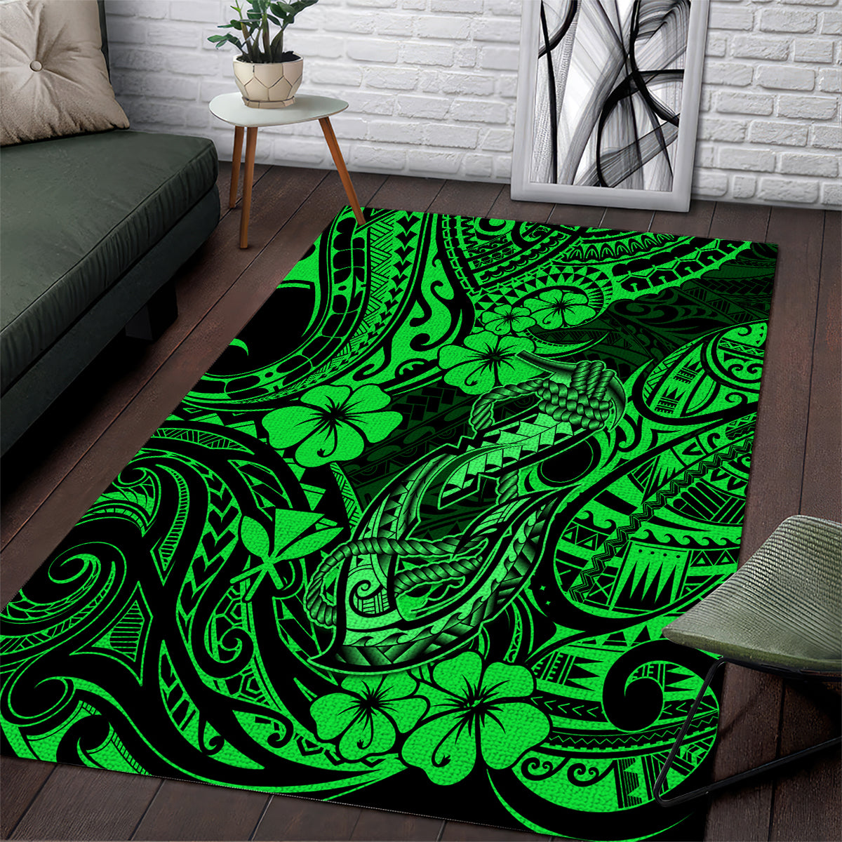hawaii-fish-hook-area-rug-polynesian-pattern-green-version