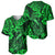 Hawaii Fish Hook Baseball Jersey Polynesian Pattern Green Version - Wonder Print Shop