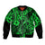 Hawaii Fish Hook Bomber Jacket Polynesian Pattern Green Version - Wonder Print Shop