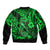 Hawaii Fish Hook Bomber Jacket Polynesian Pattern Green Version - Wonder Print Shop