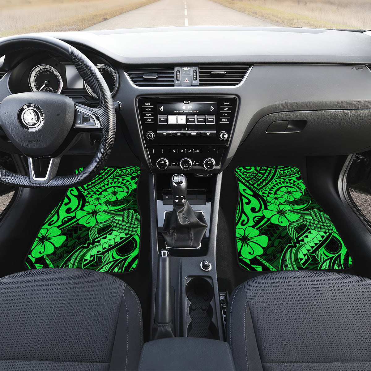 Hawaii Fish Hook Car Mats Polynesian Pattern Green Version - Wonder Print Shop