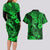 Hawaii Fish Hook Couples Matching Long Sleeve Bodycon Dress and Hawaiian Shirt Polynesian Pattern Green Version - Wonder Print Shop