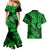 Hawaii Fish Hook Couples Matching Mermaid Dress and Hawaiian Shirt Polynesian Pattern Green Version - Wonder Print Shop