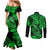 hawaii-fish-hook-couples-matching-mermaid-dress-and-long-sleeve-button-shirts-polynesian-pattern-green-version